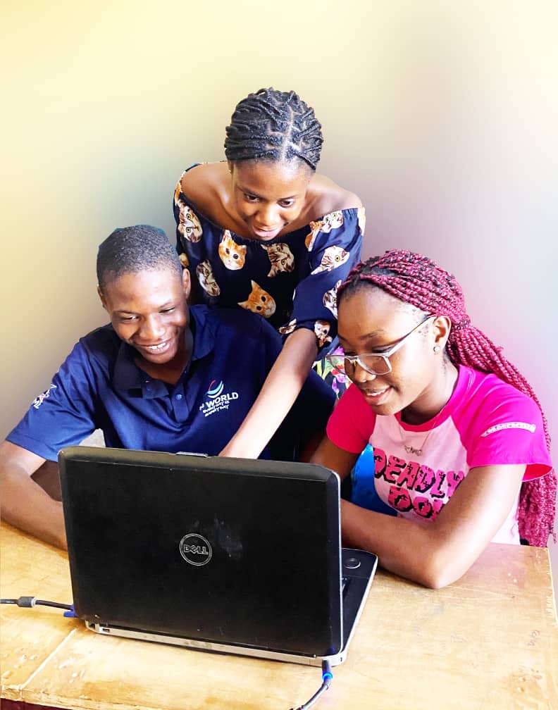 Students learning computer skills